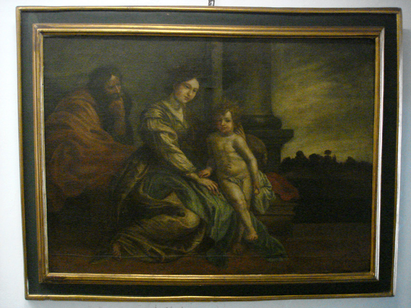 "La Sacra Famiglia" olio su tela con cornice originale fine '600